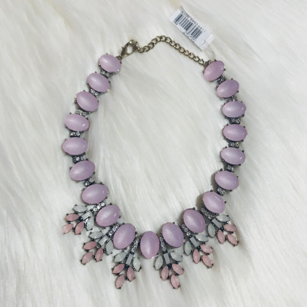 Pink Lilac Jewel Bib Necklace - Picture 1 of 4